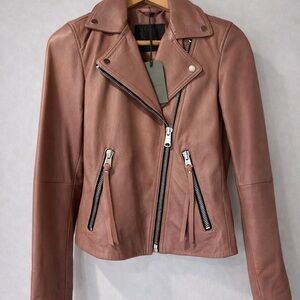 All Saints Dalby Leather Jacket- Vintage Rose US 4 Rare HTF